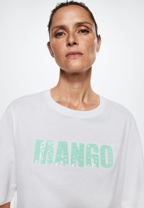 MANGO - T-shirt logoseq-h - off white