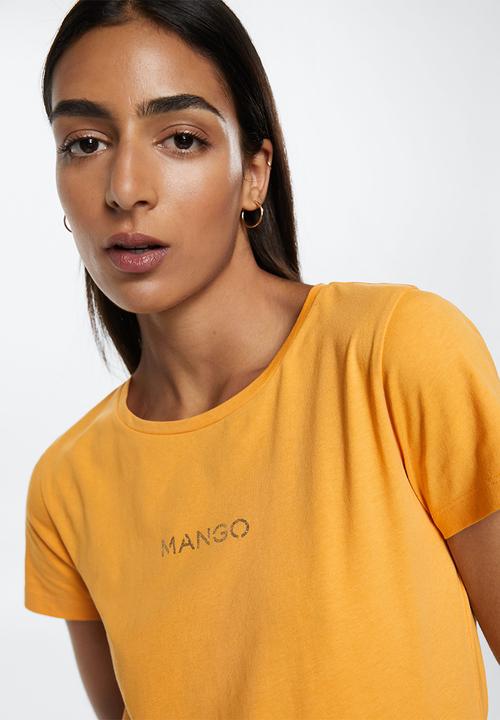 MANGO - T-shirt mangolog-h - mid yellow