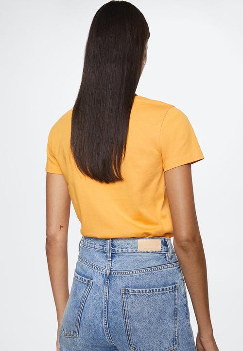 MANGO - T-shirt mangolog-h - mid yellow