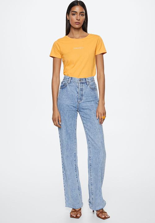 MANGO - T-shirt mangolog-h - mid yellow
