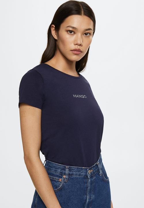 MANGO - T-shirt mangolog-h - navy