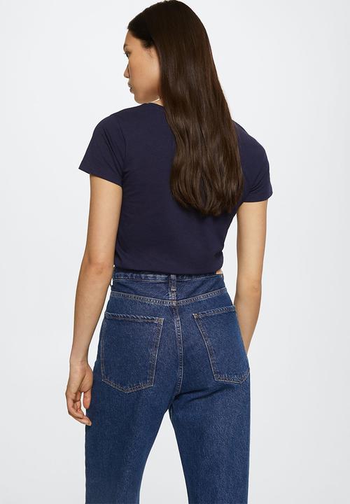 MANGO - T-shirt mangolog-h - navy