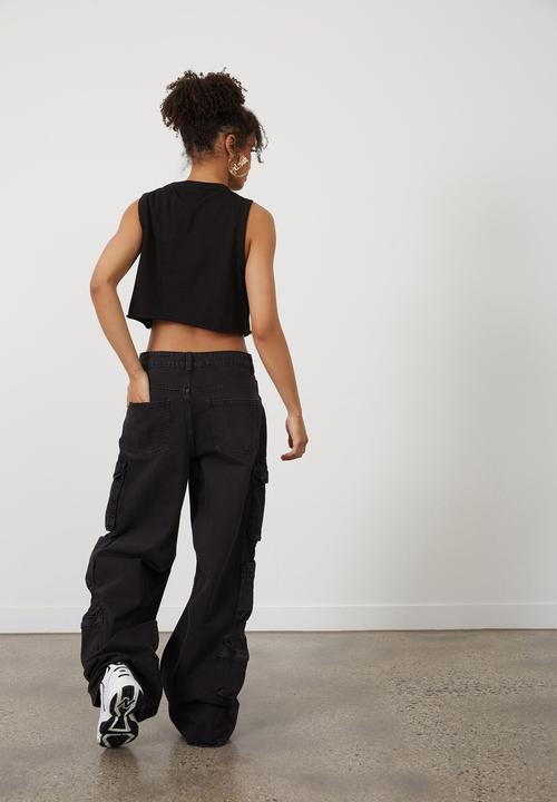 Factorie - Multi pocket denim cargo jean - washed black