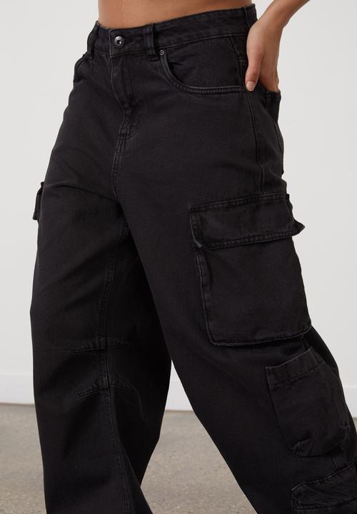 Factorie - Multi pocket denim cargo jean - washed black