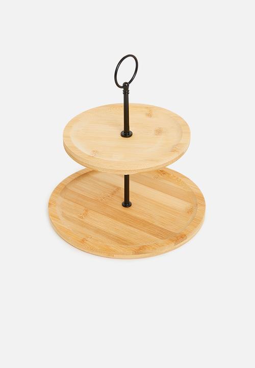 Excellent Houseware - 2 Tier food stand - natural