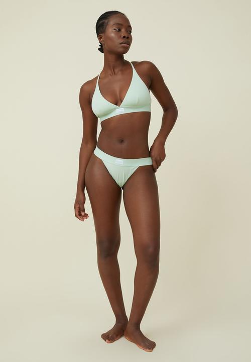 Cotton On - Organic cotton branded tanga g-string brief - cameo green