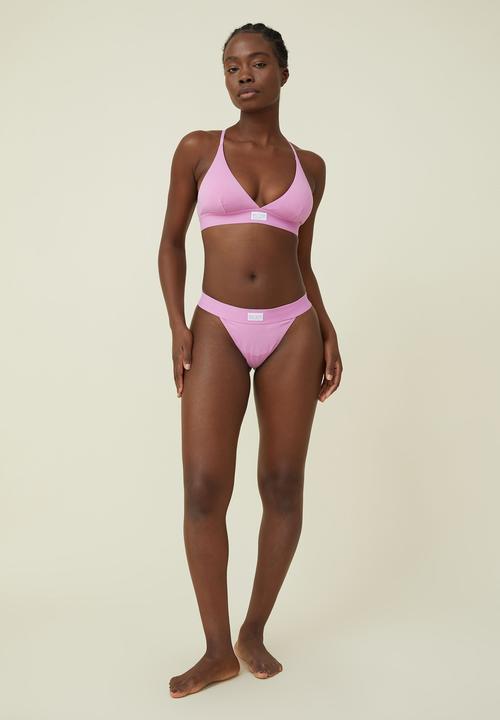 Cotton On - Organic cotton branded tanga g-string brief - digital orchid
