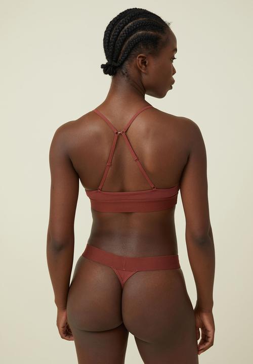 Cotton On - Organic cotton scoop bralette - brandy brown