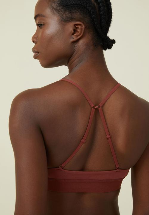 Cotton On - Organic cotton scoop bralette - brandy brown
