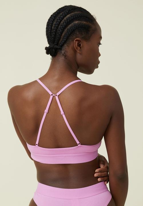 Cotton On - Organic cotton scoop bralette - digital orchid