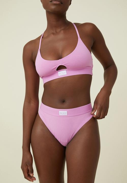 Cotton On - Organic cotton scoop bralette - digital orchid