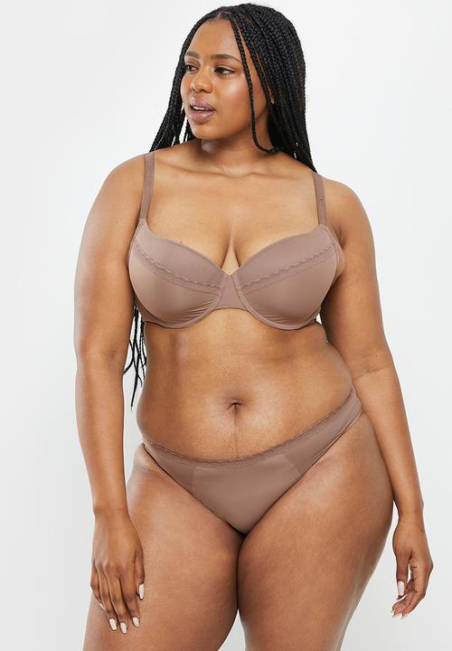 DORINA - Plus 2 pack jana light padded demi bra - brown & beige