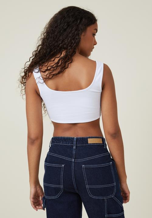 Cotton On - The organic rib micro tank - white