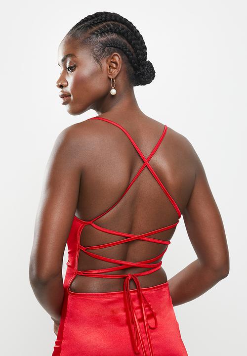 dailyfriday - Mini satin dress - red