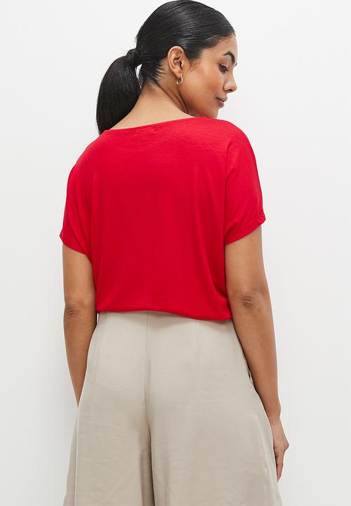 edit - Basic knit shell tee - bright red