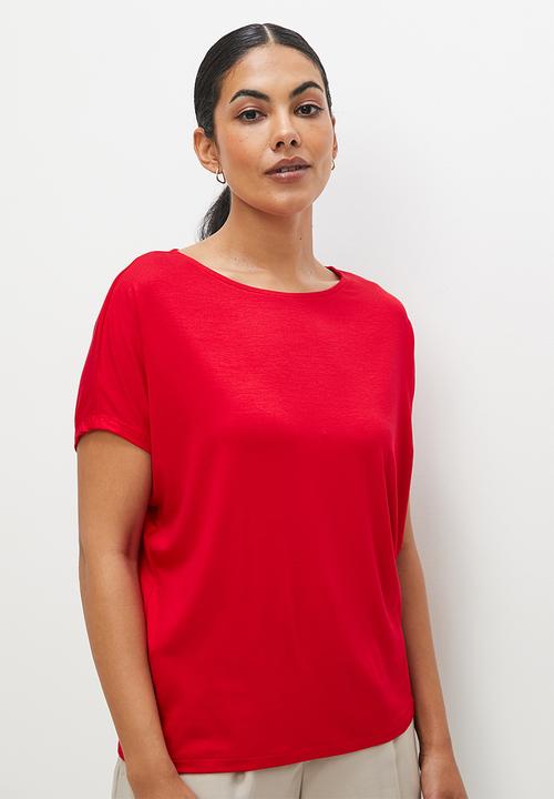 edit - Basic knit shell tee - bright red