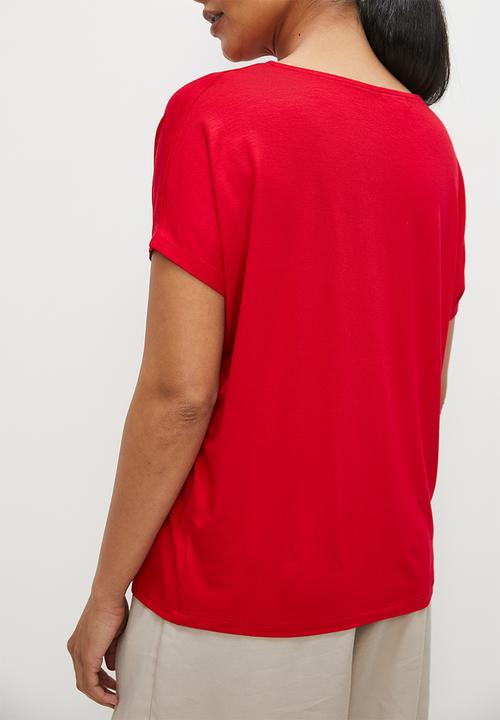 edit - Basic knit shell tee - bright red