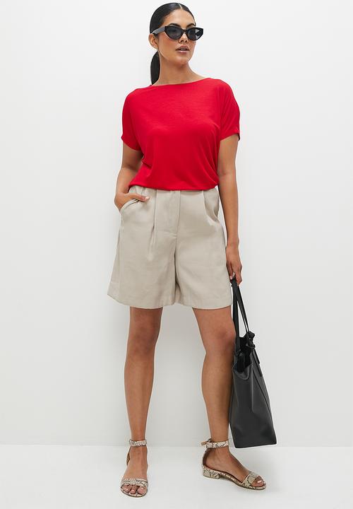edit - Basic knit shell tee - bright red