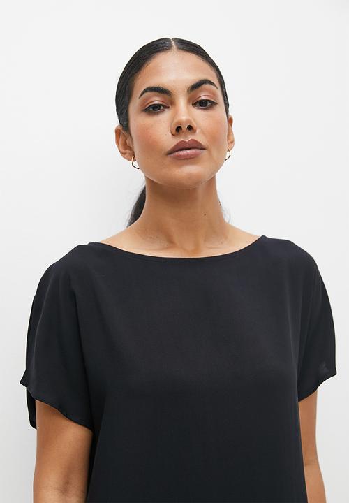 edit - Grown on smart woven tunic - black