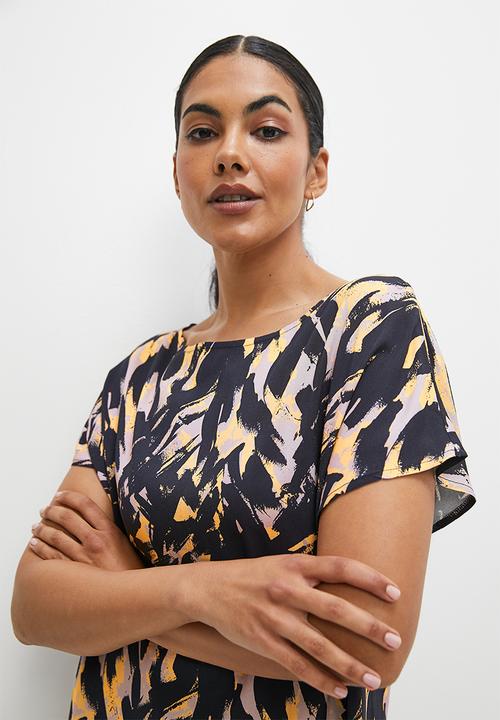 edit - Grown on smart woven tunic - ethnic brushstrokes