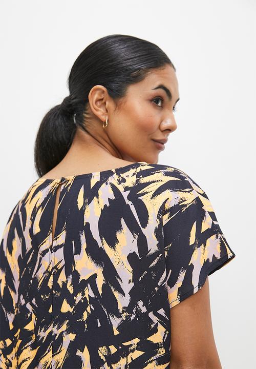 edit - Grown on smart woven tunic - ethnic brushstrokes