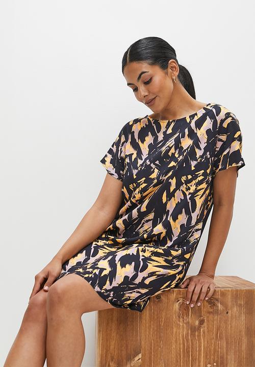 edit - Grown on smart woven tunic - ethnic brushstrokes