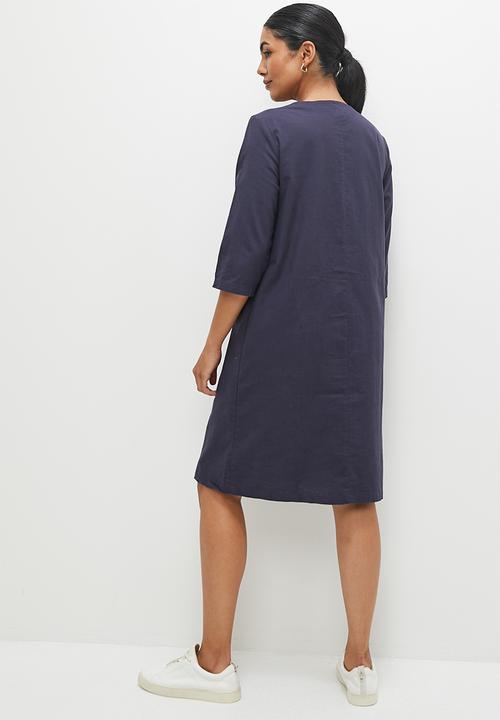 edit - Notch neck cotton tunic - ink