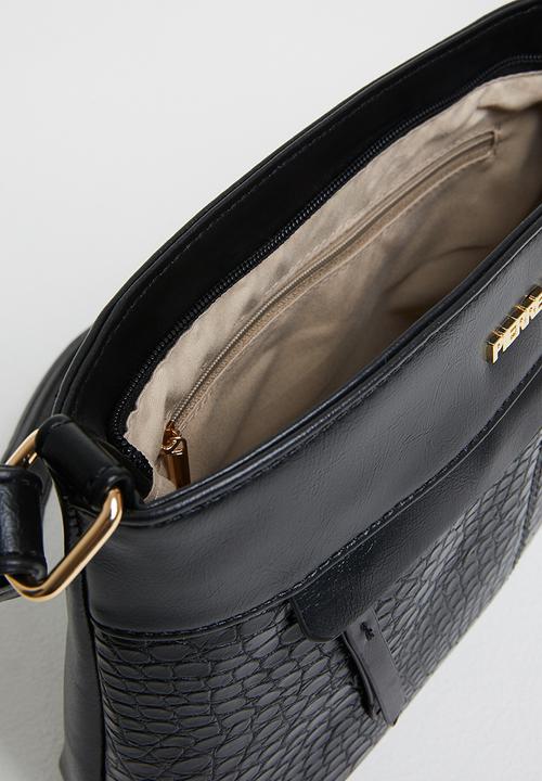 Pierre Cardin - Felicia croc panel crossbody - black