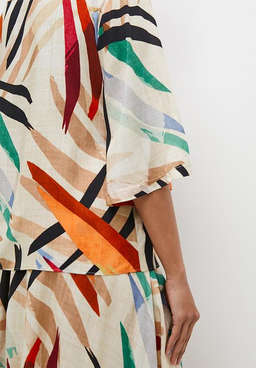 edit - Femme elbow sleeve shell - multi brushstrokes