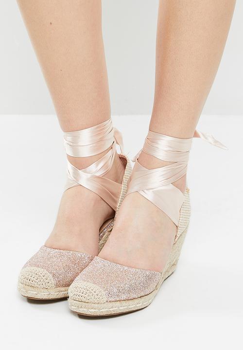 Miss Black - Jojo4 espadrille wedge heel - rose gold