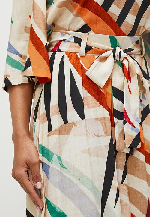 edit - Belted a-line midaxi skirt - multi brushstroke