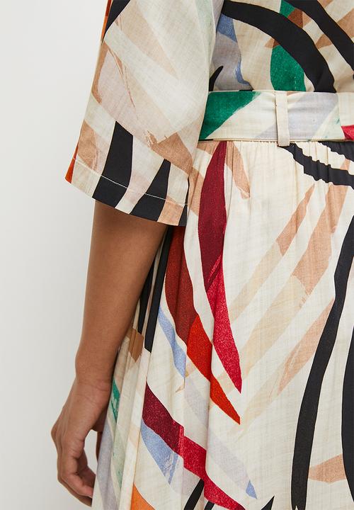 edit - Belted a-line midaxi skirt - multi brushstroke