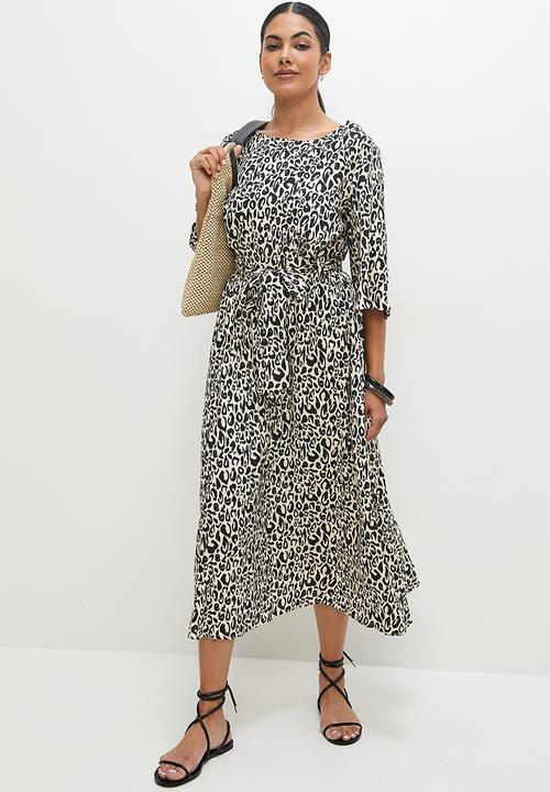 edit - Belted a-line midaxi skirt - mono abstract minimal