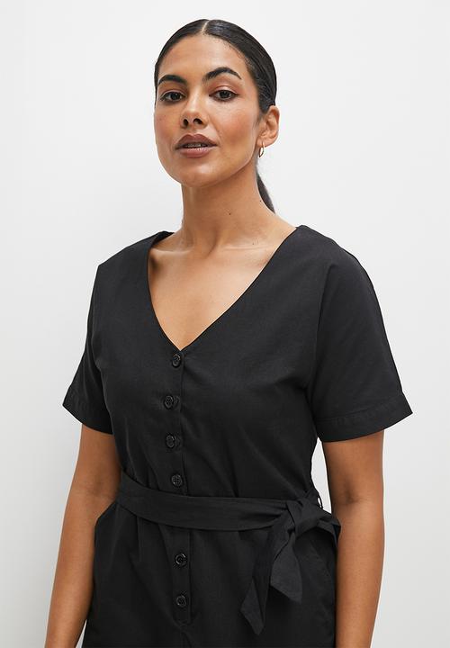 edit - Grown on sleeve jumpsuit - black