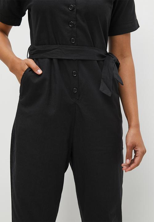 edit - Grown on sleeve jumpsuit - black