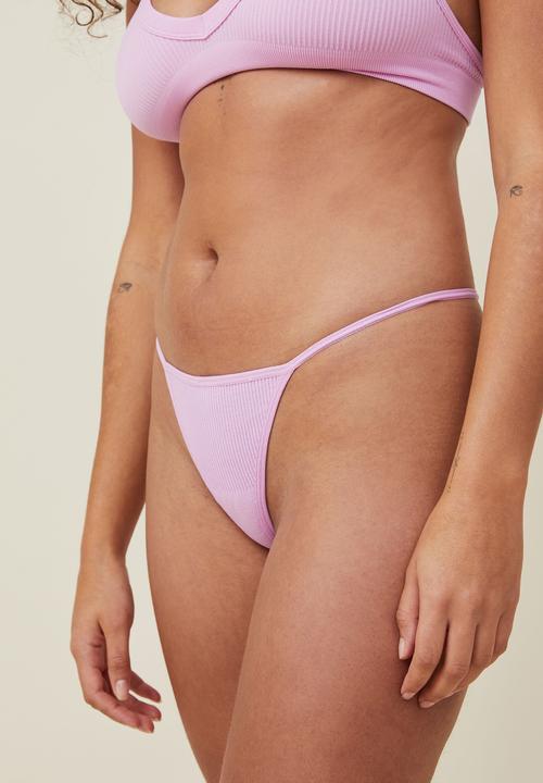 Cotton On - Seamless rib tanga g string brief - digital orchid