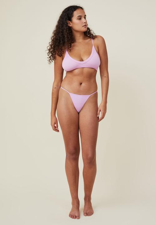 Cotton On - Seamless rib tanga g string brief - digital orchid