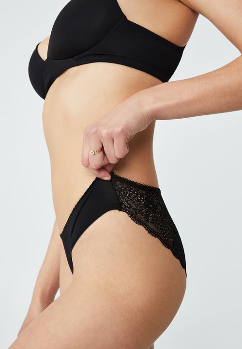 Cotton On - Ultimate comfort lace bikini brief - black