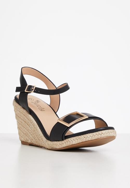 Butterfly Feet - Drayco 8 espadrille wedge heel - black