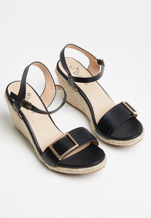 Butterfly Feet - Drayco 8 espadrille wedge heel - black