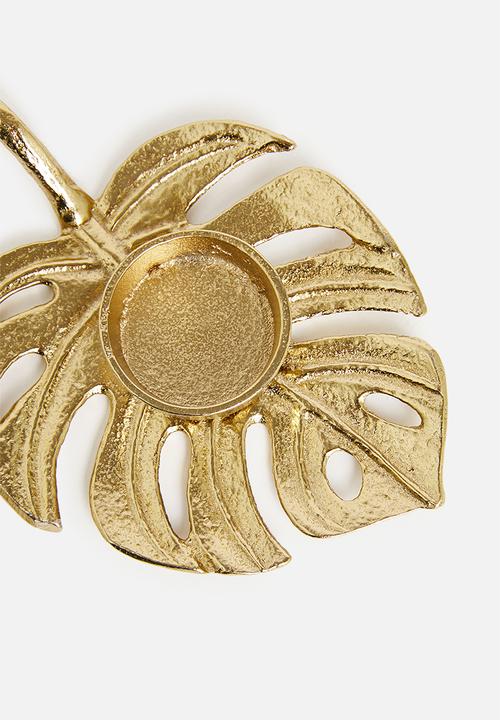 H&S - Leaf tealight holder - gold 
