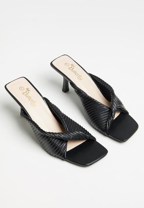 Butterfly Feet - Amber 1 mule barely there stiletto heel - black