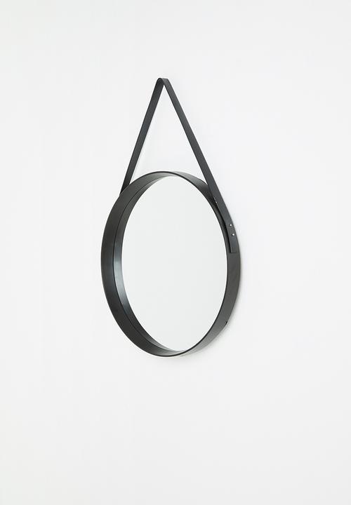 Bathroom Solutions - Strappy round mirror - black