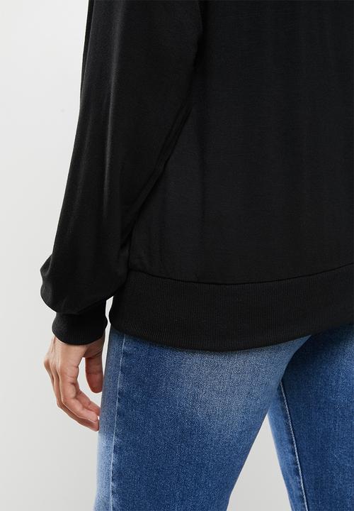 ONLY - Linka long sleeve high neck top - black