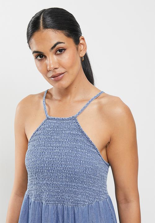 ONLY - Bea life sleeveless long smock denim dress - medium blue