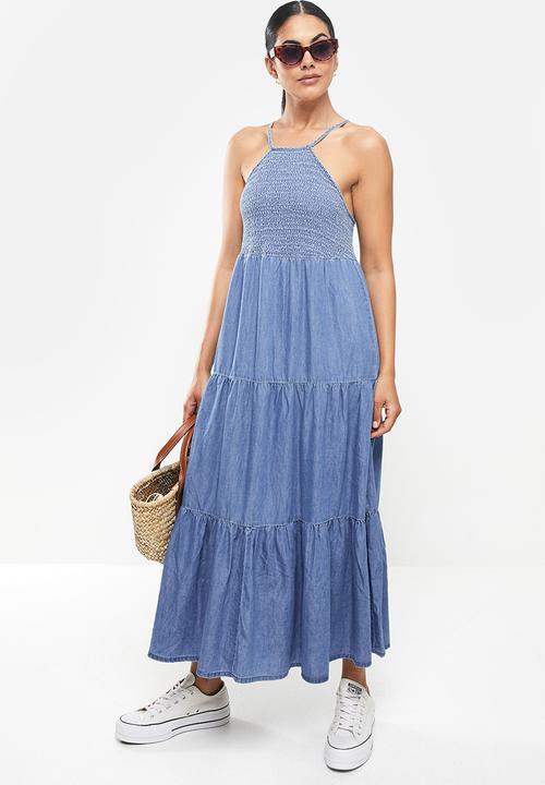 ONLY - Bea life sleeveless long smock denim dress - medium blue
