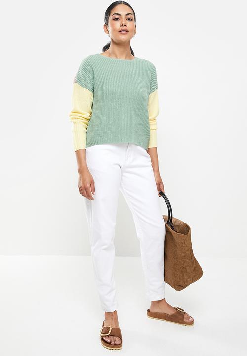 ONLY - Nicci long sleeeve block pullover - creme de menthe