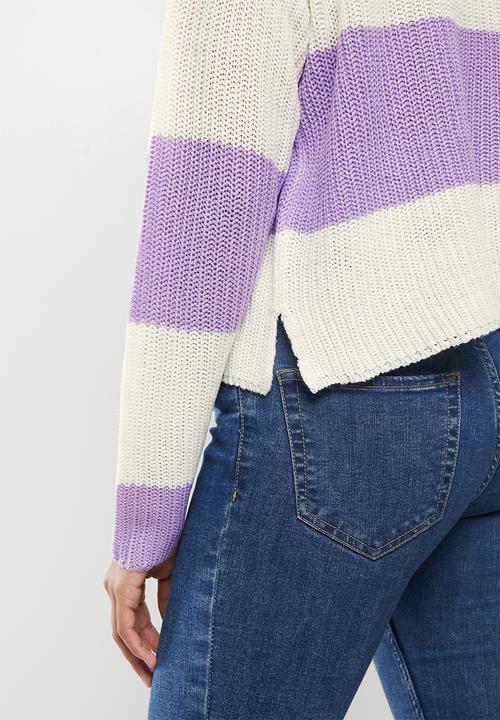 ONLY - Nicci long sleeve block polo pullover - cloud dancer