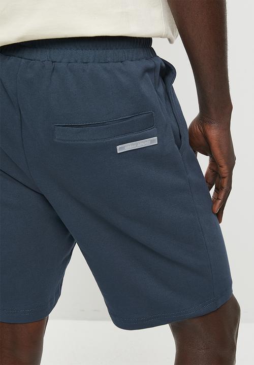 urban° - Urban terry fleece with rubber print short - navy