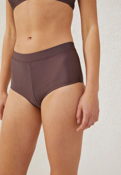 Cotton On - Boyleg full bikini bottom - brownie shimmer